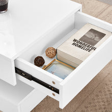 Load image into Gallery viewer, Ainpecca Coffee Table White High Gloss Rectangle With two drawers and Variable Color Light Strip CT138