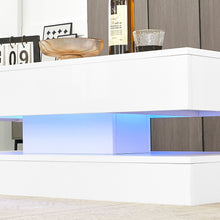 Load image into Gallery viewer, Ainpecca Coffee Table White High Gloss Rectangle With two drawers and Variable Color Light Strip CT138