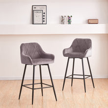 Load image into Gallery viewer, Ainpecca Bar Stools Set of 2 Velvet Bar Stools Breakfast Dining Barstools 142MC