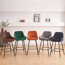 Load image into Gallery viewer, Ainpecca Bar Stools Set of 2 Velvet Bar Stools Breakfast Dining Barstools 142MC