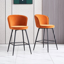 Load image into Gallery viewer, Ainpecca Bar Stool Set of 2/4 Velvet Metal Legs Breakfast Chairs 017144MC