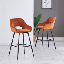 Load image into Gallery viewer, Ainpecca Set of 2/4 Velvet Bar Stools High Counter Breakfast Chairs Kitchen Pub Restaurant 002MC