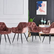 Load image into Gallery viewer, Ainpecca Set of 2/4 Dining Chairs Set Velvet Padded Seat Metal Leg Kitchen ArmChairs Office 039MC