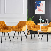 Load image into Gallery viewer, Ainpecca Set of 2/4 Dining Chairs Set Velvet Padded Seat Metal Leg Kitchen ArmChairs Office 039MC