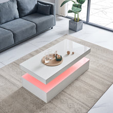 Load image into Gallery viewer, Ainpecca High Gloss White Wood Coffee Table for Living Room RGB LED Light with 16 Colours 03CT
