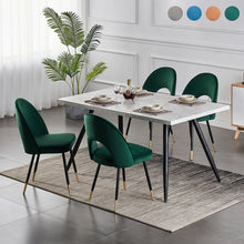 Load image into Gallery viewer, Ainpecca Dining Set Wooden Dining Table MDF Marble Sticker+4 Velvet Chairs 103/023MC