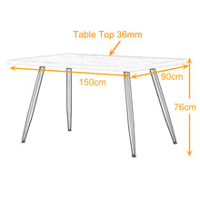 Load image into Gallery viewer, Ainpecca Dining Set Wooden Dining Table MDF Marble Sticker+4 Velvet Chairs 103/023MC