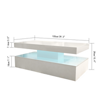 Load image into Gallery viewer, Ainpecca High Gloss White Wood Coffee Table for Living Room RGB LED Light with 16 Colours 03CT