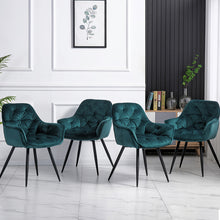 Load image into Gallery viewer, Ainpecca Set of 2/4 Dining Chairs Set Velvet Padded Seat Metal Leg Kitchen ArmChairs Office 039MC
