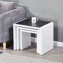 Load image into Gallery viewer, Ainpecca Nest of Tables High Gloss Coffee Tables with Tempered Glass Top 3 Pieces End Table Set TLYY