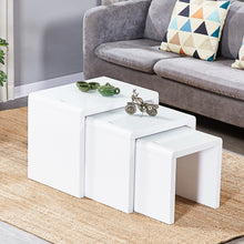Load image into Gallery viewer, Ainpecca Nest of Tables High Gloss Coffee Tables with Tempered Glass Top 3 Pieces End Table Set TLYY