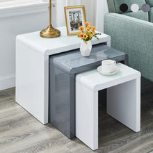 Load image into Gallery viewer, Ainpecca Nest of Tables High Gloss Coffee Tables with Tempered Glass Top 3 Pieces End Table Set TLYY