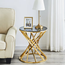 Load image into Gallery viewer, Ainpecca Round Glass Side Table Stainless Steel CT214