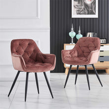 Load image into Gallery viewer, Ainpecca Set of 2/4 Dining Chairs Set Velvet Padded Seat Metal Leg Kitchen ArmChairs Office 039MC