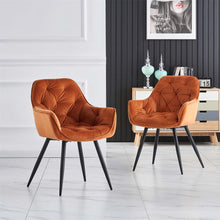 Load image into Gallery viewer, Ainpecca Set of 2/4 Dining Chairs Set Velvet Padded Seat Metal Leg Kitchen ArmChairs Office 039MC
