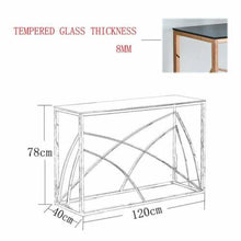 Load image into Gallery viewer, Ainpecca Silvery Coffee Table Stainless Steel Side Table Transparent Tempered Glass AS5