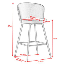 Load image into Gallery viewer, Ainpecca Bar Stool Set of 2/4 Velvet Metal Legs Breakfast Chairs 017144MC