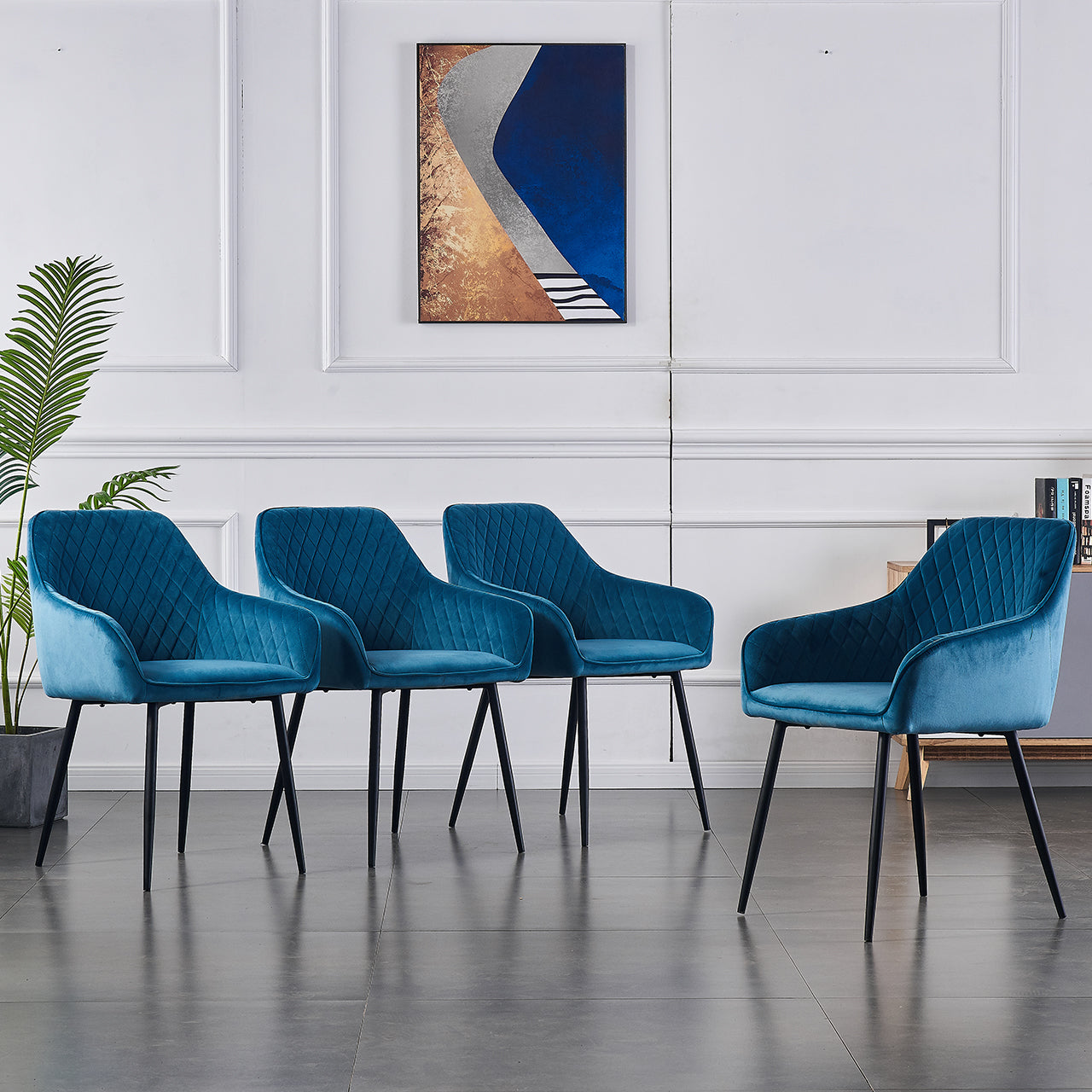 AINPECCA Dining Chairs Set Of 4 Velvet Fabric Upholstered Seat With