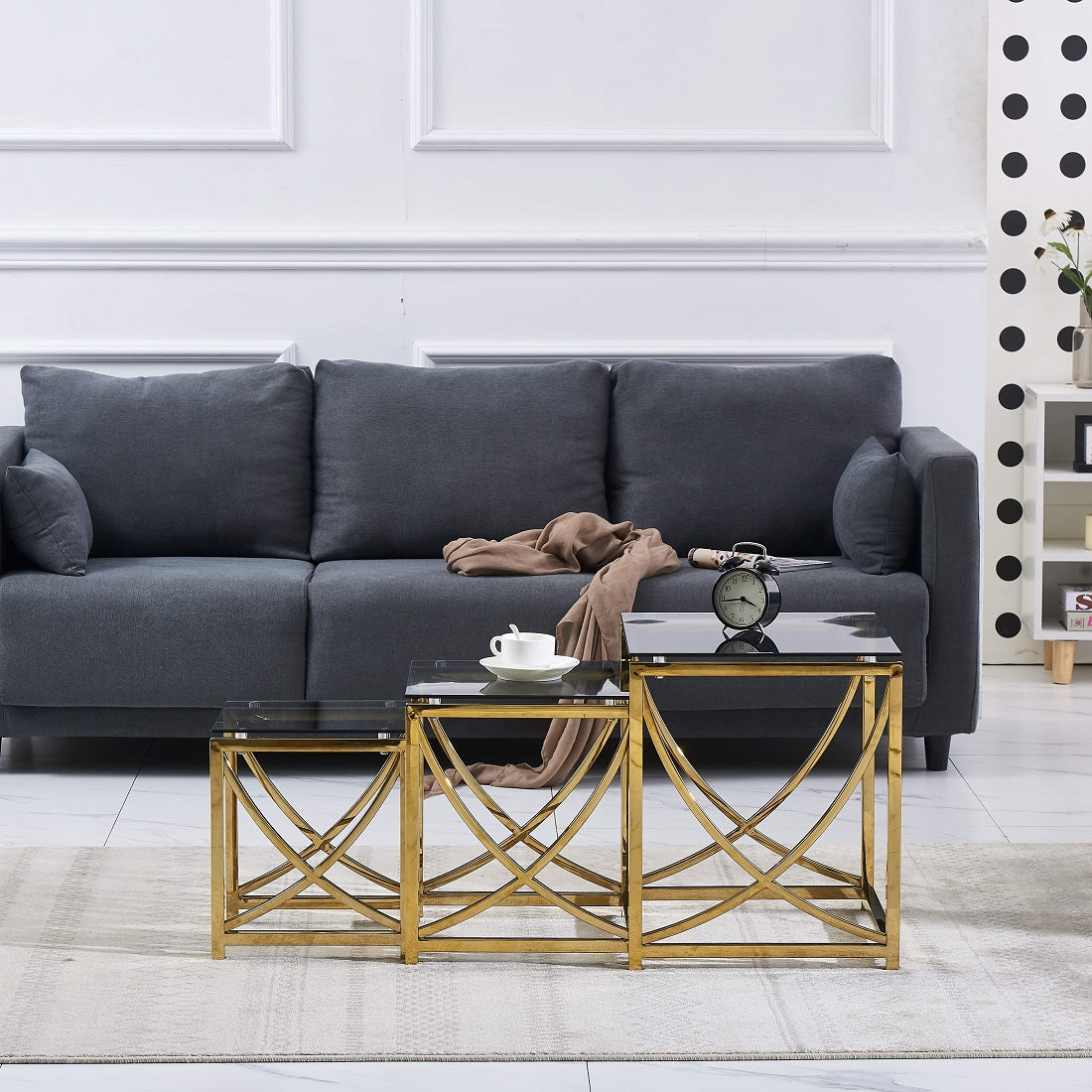 Ainpecca Nest of Coffee Tables Set Piece Nesting Sofa End Side